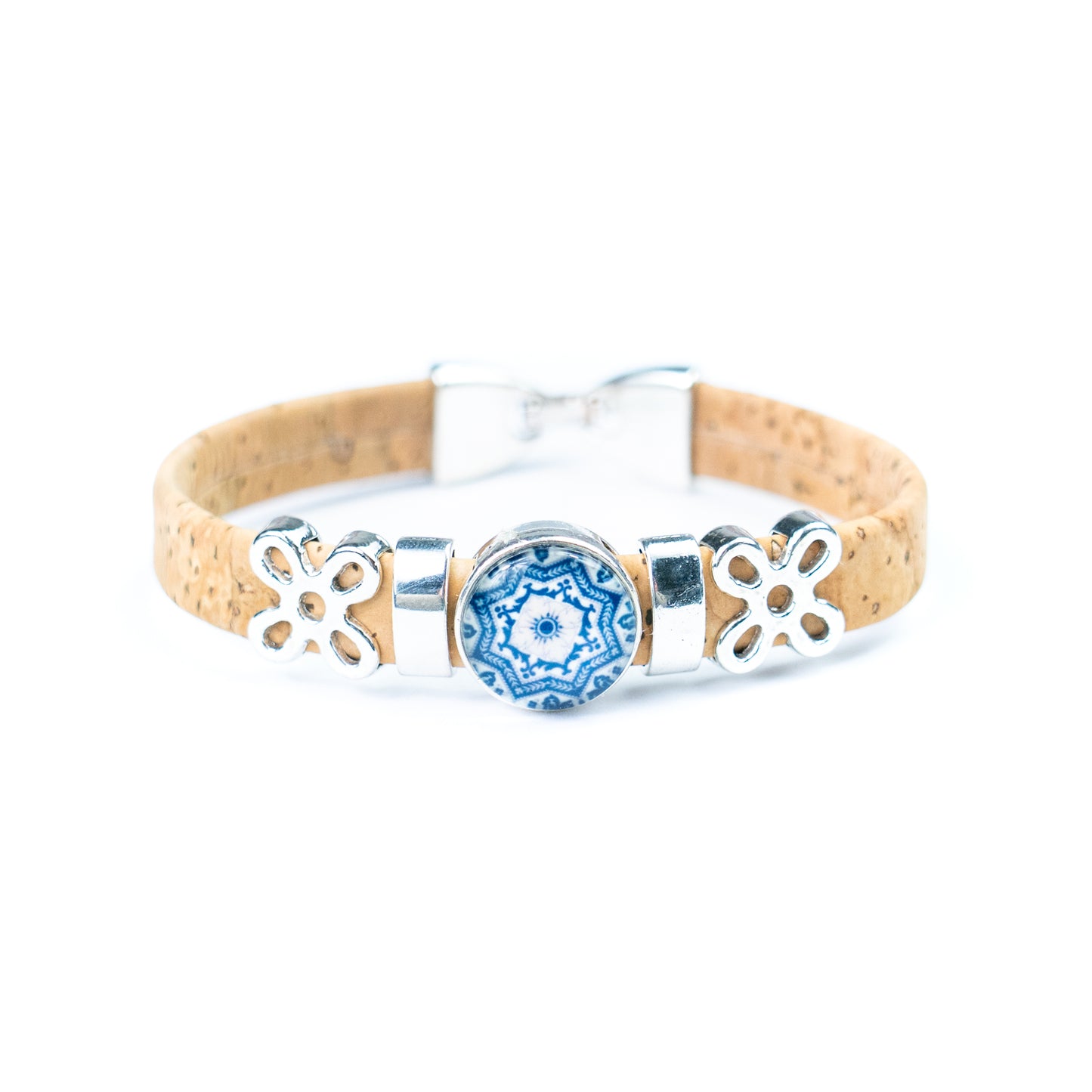 10mm Flat Cork Bangle | Mandala Geometric Pattern BR-517-MIX-5