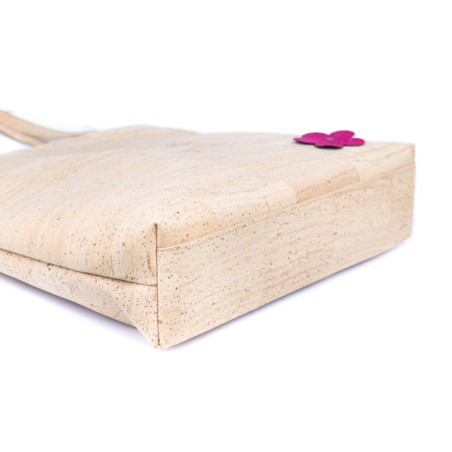All Cork Tote Bag with  Flower Charm - Vegan Leather Shopper BAGP-359
