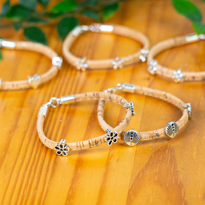 Cork jewelry cork Bracelet for women natural cork with featherhandmade bracelet BR-410-MIX-6