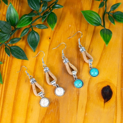 3mm Cork &amp; Turquoise Earrings | 5 Pairs in Matching Color | Handmade in Portugal-ER-207