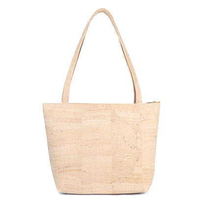 All Cork Tote Bag with Bear Charm - Vegan Leather Shoulder Bag