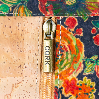 Eco-Friendly Cork Crossbody Bag with Floral Print - Vegan Leather Shoulder Bag - BAGP-342