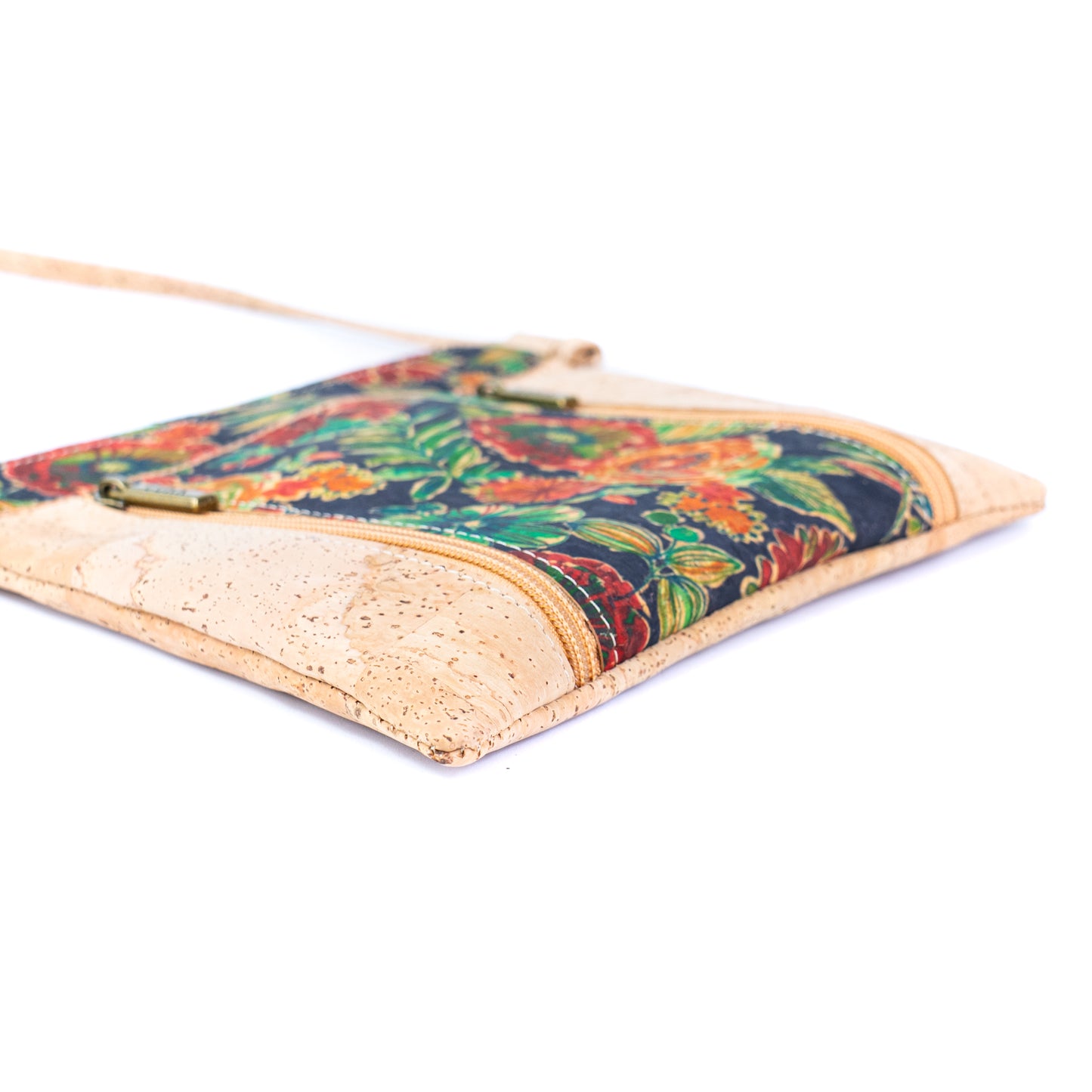 Eco-Friendly Cork Crossbody Bag with Floral Print - Vegan Leather Shoulder Bag - BAGP-342