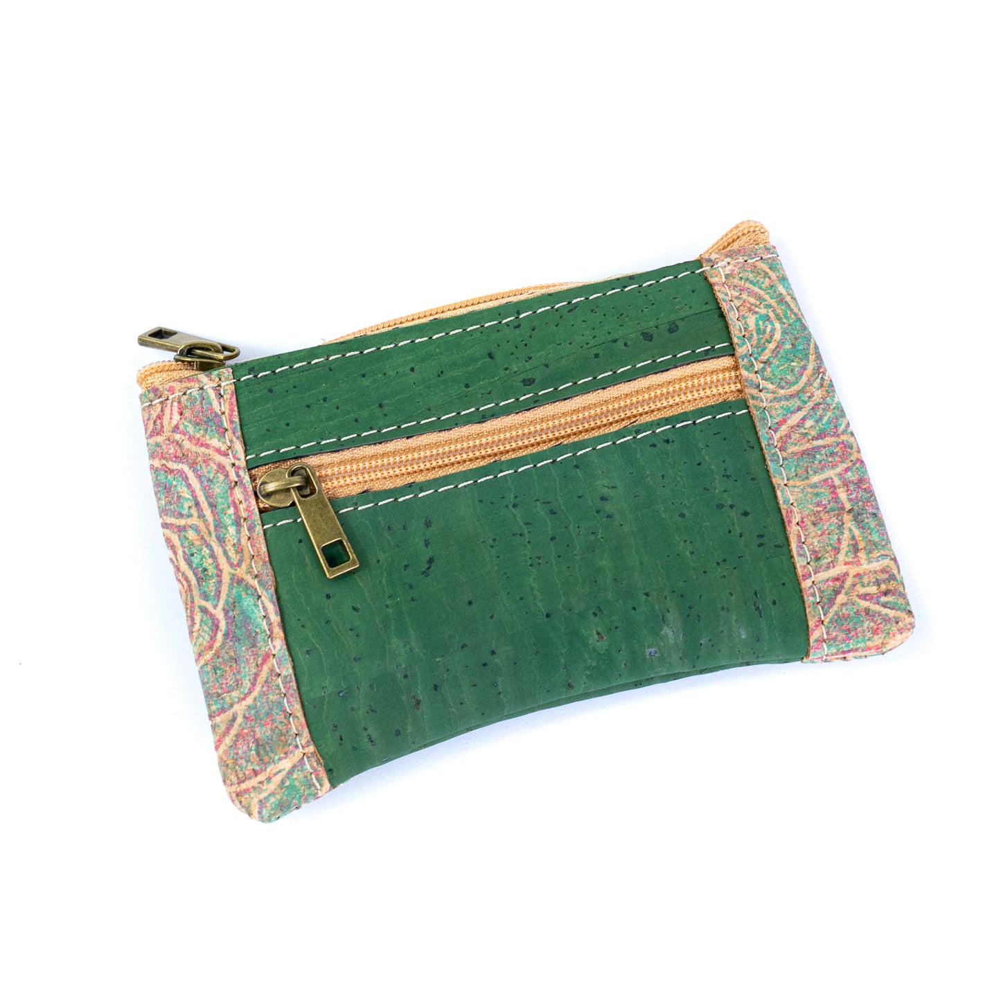 Eco-Friendly Cork Mini Wallet with Dual Zip - Vegan Leather Card Holder BAGP-343（5-Pack）