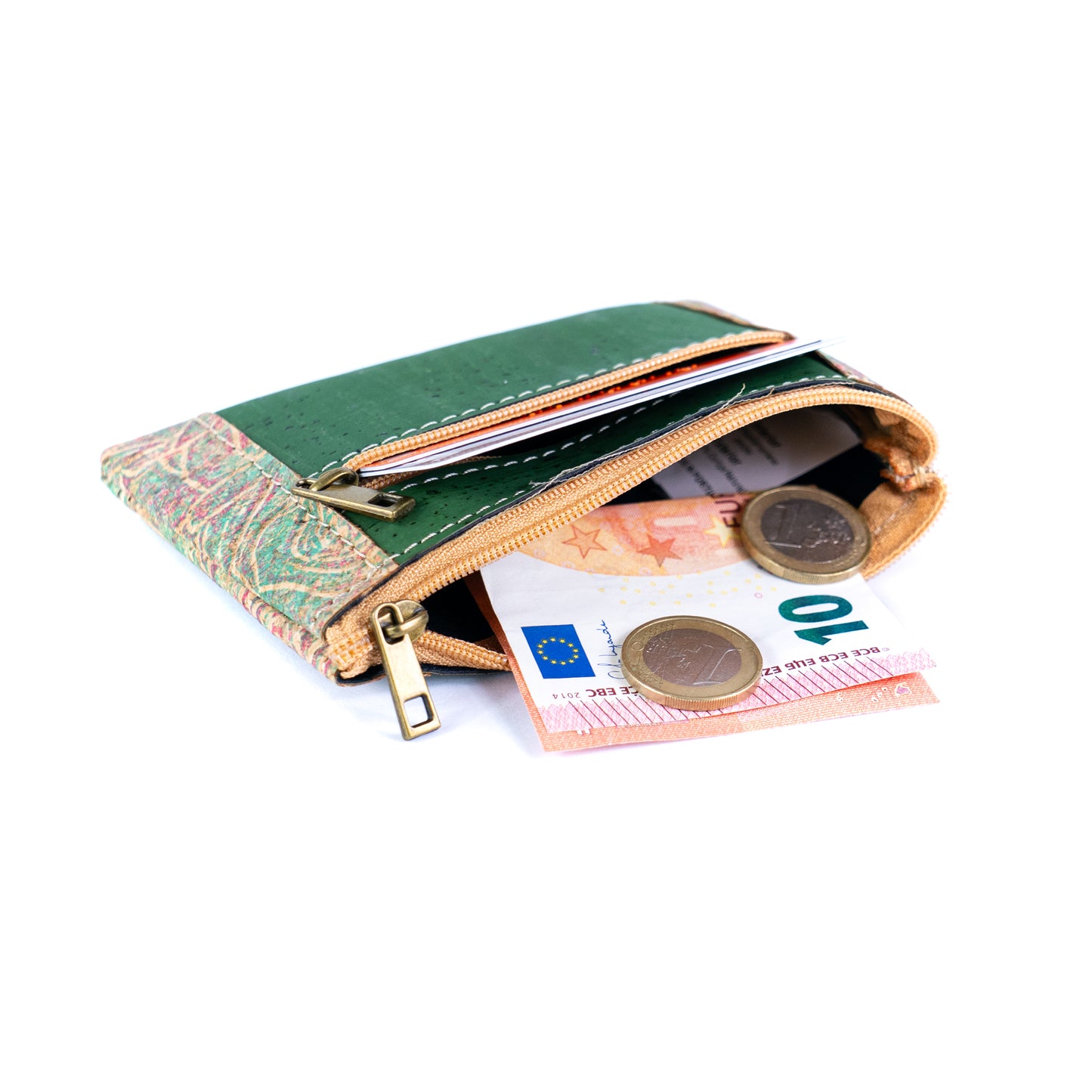 Eco-Friendly Cork Mini Wallet with Dual Zip - Vegan Leather Card Holder BAGP-343（5-Pack）