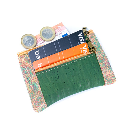 Eco-Friendly Cork Mini Wallet with Dual Zip - Vegan Leather Card Holder BAGP-343（5-Pack）