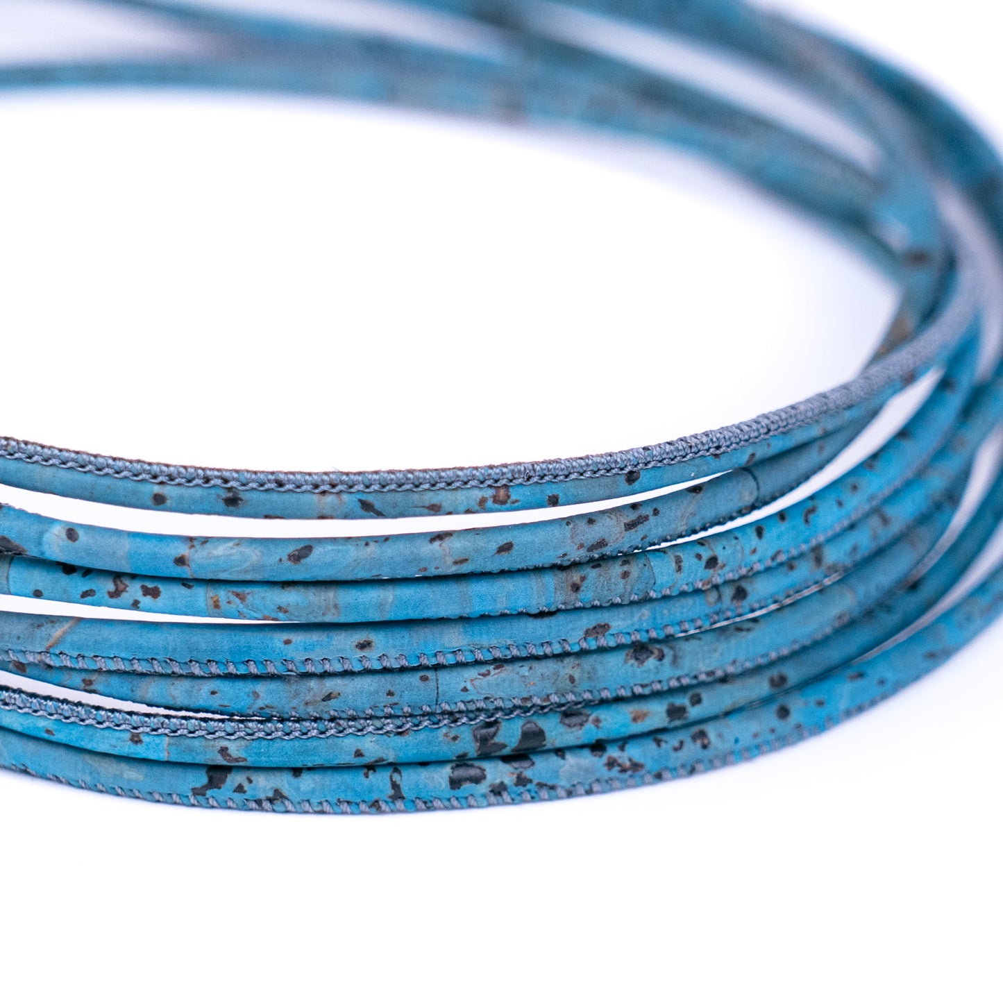 3MM round turquoise cork cord   COR-643(10 meters)