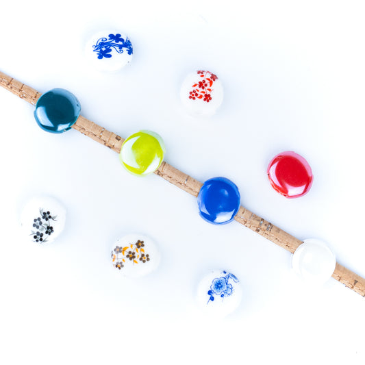 10 Pcs for 10mm flat leather, Flat Ceramic Slider Bead for 10mm Cork Cord    D-5-5-272
