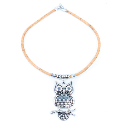 Portuguese Handmade Cork Owl Necklace – 5mm Natural Cork Cord  NE-1099-4