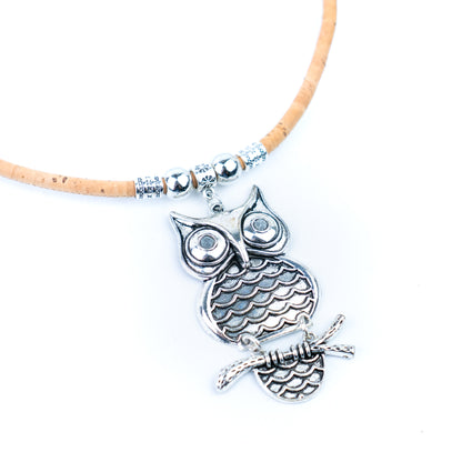Portuguese Handmade Cork Owl Necklace – 5mm Natural Cork Cord  NE-1099-4