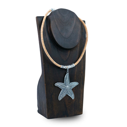 Portuguese Handmade Cork Starfish Necklace – 5mm Natural Cork Cord NE-1100-4