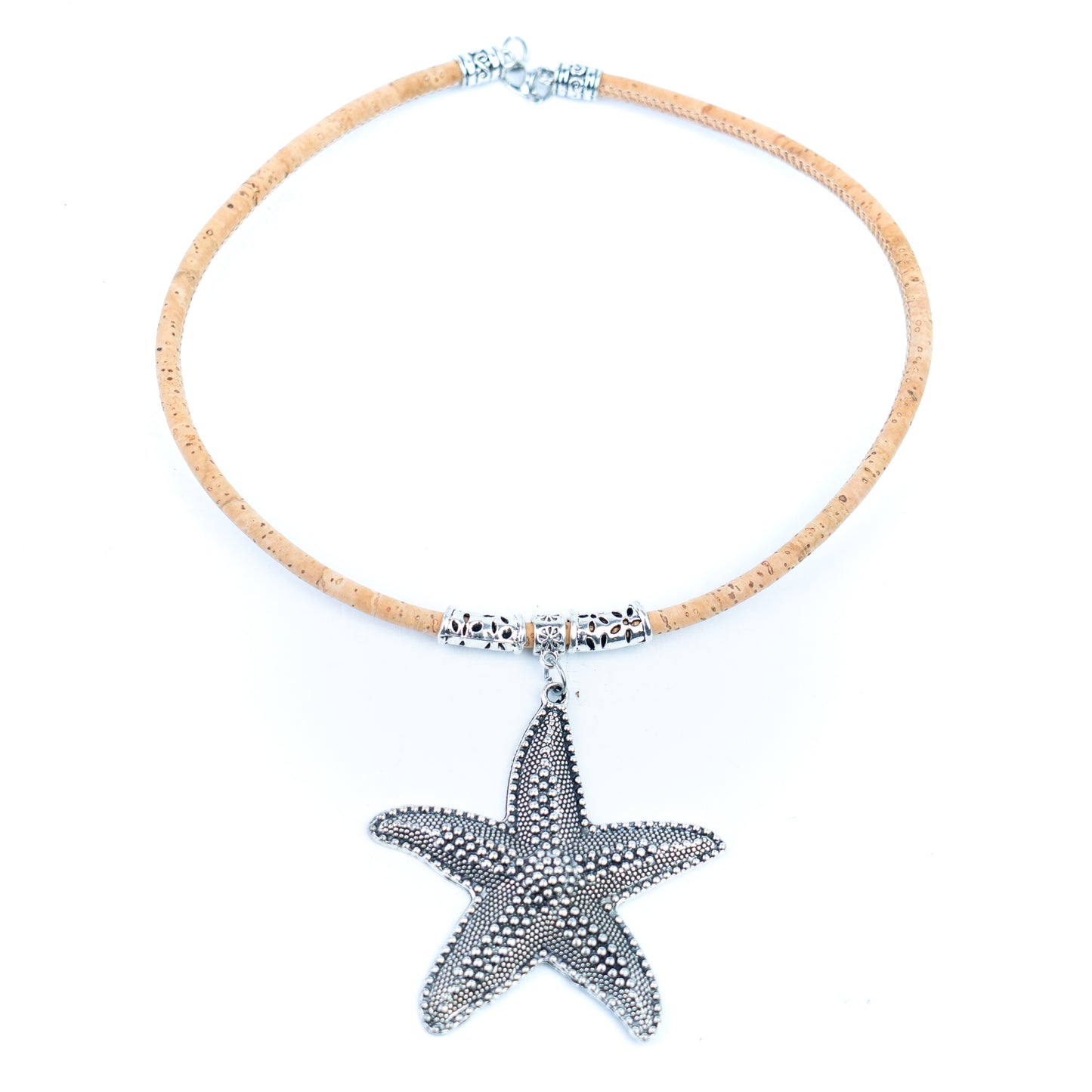 Portuguese Handmade Cork Starfish Necklace – 5mm Natural Cork Cord NE-1100-4
