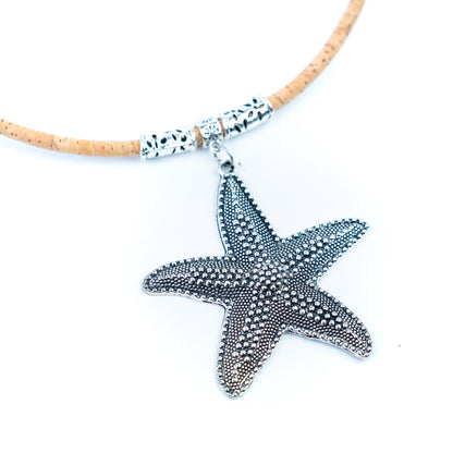 Portuguese Handmade Cork Starfish Necklace – 5mm Natural Cork Cord NE-1100-4