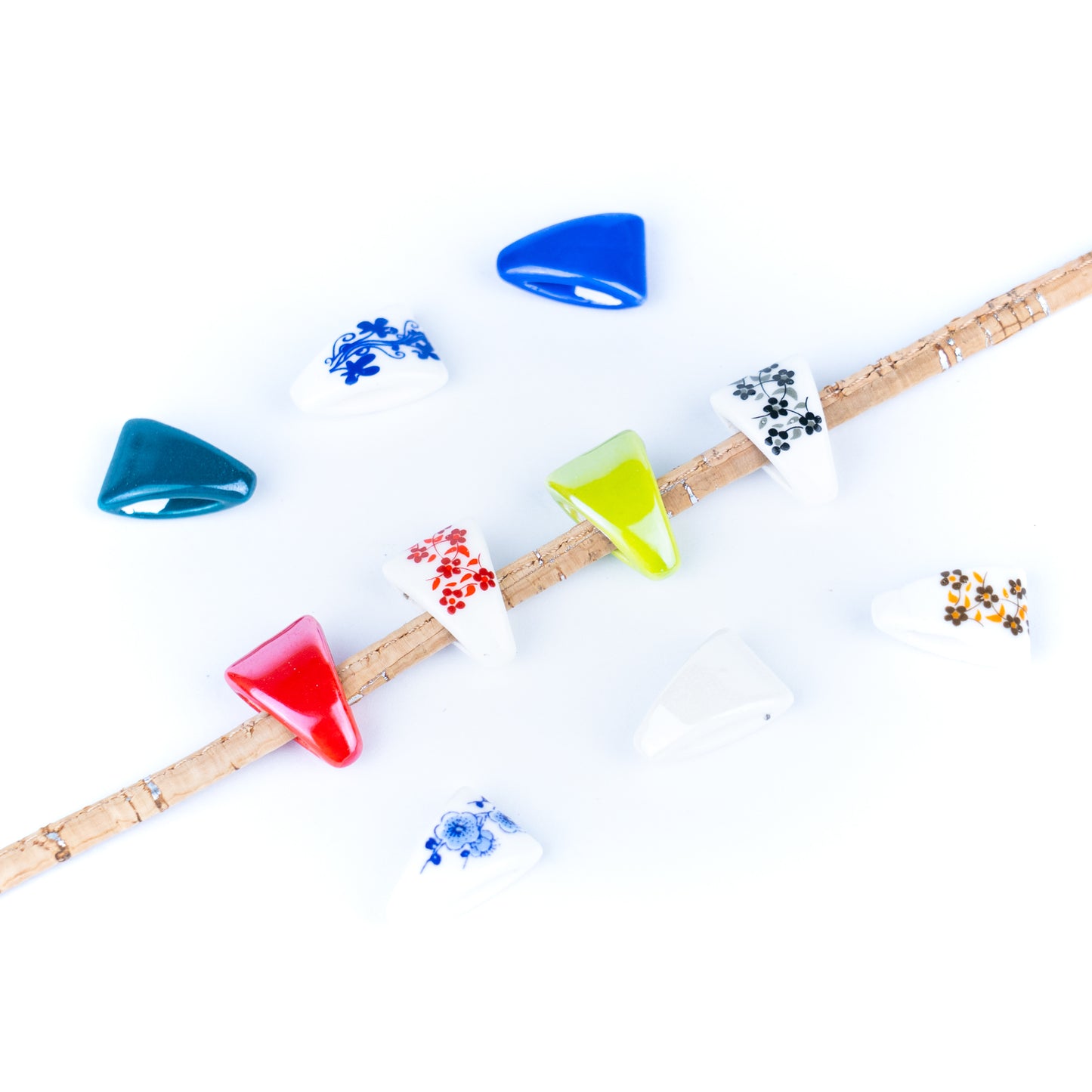 10 Pcs for 10mm flat leather, Flat Ceramic Slider Bead for 10mm Cork Cord   D-5-5-273