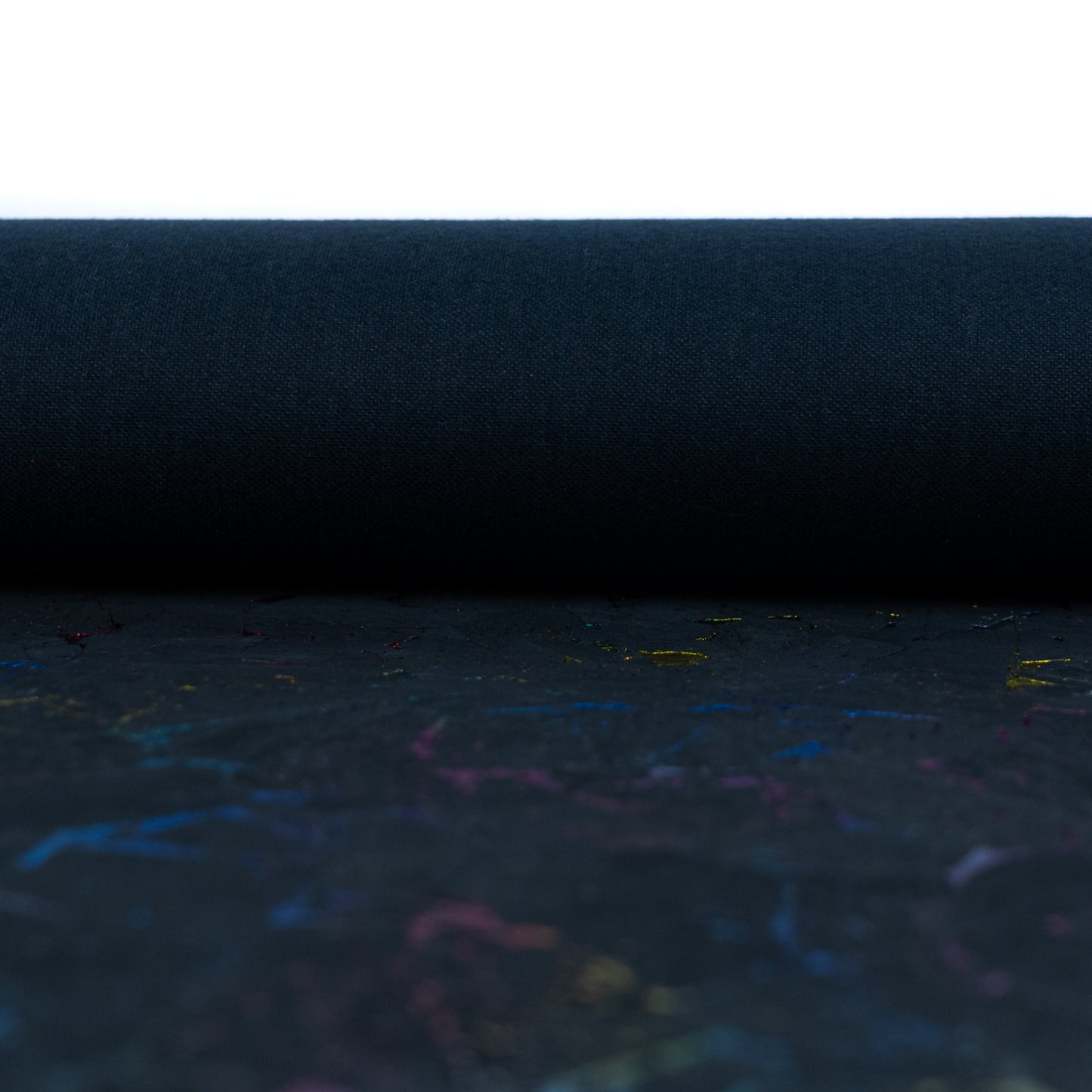 Black Cork Fabric with Multicolor Abstract Splatter Pattern COF-684