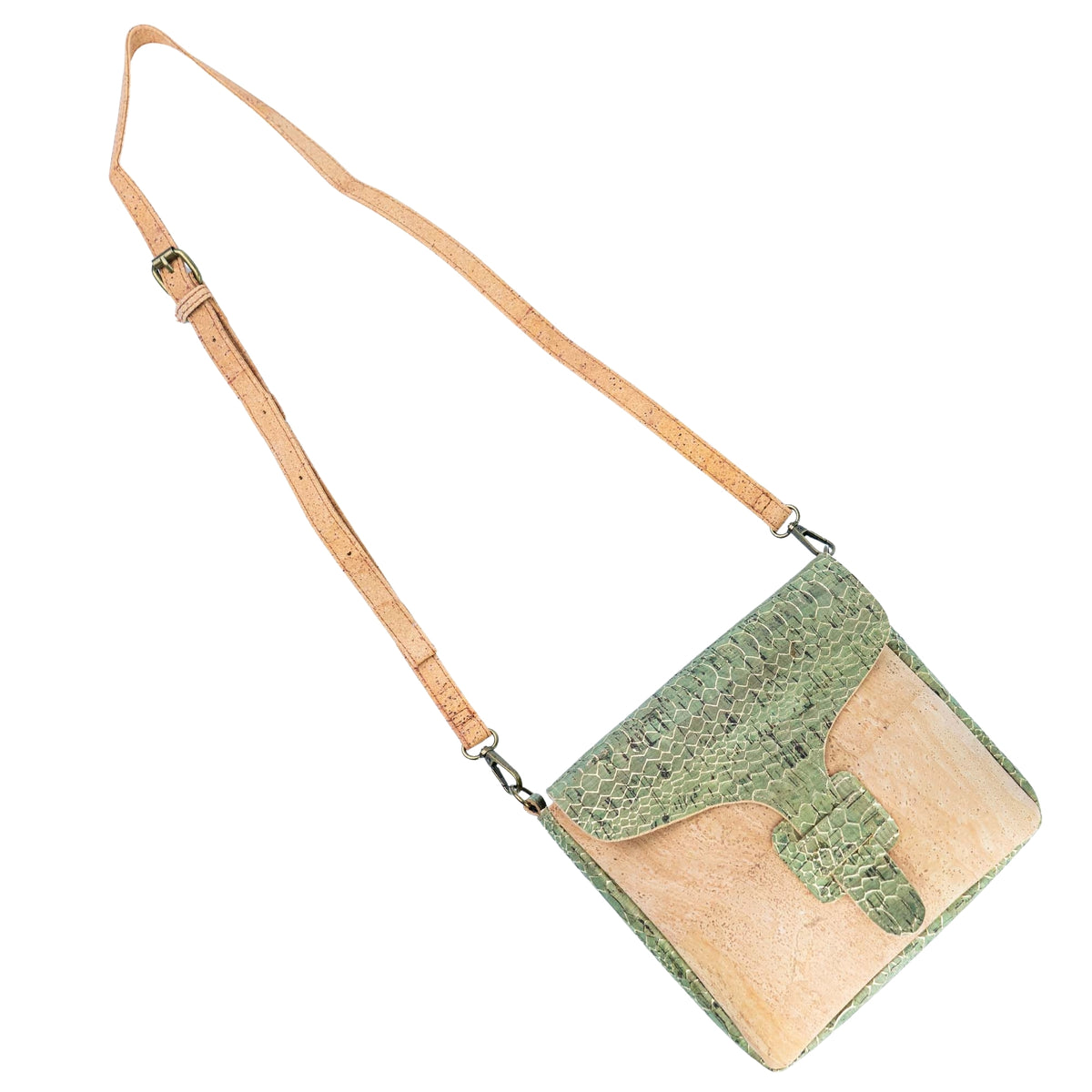 Compact Cork Crossbody Bag with Decorative Flap BAGP-397