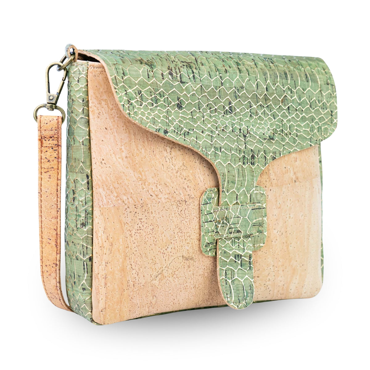 Compact Cork Crossbody Bag with Decorative Flap BAGP-397