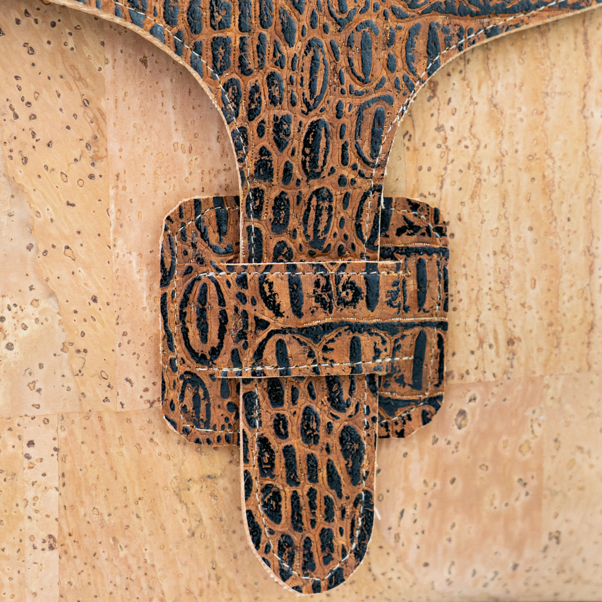 Compact Cork Crossbody Bag with Decorative Flap BAGP-397