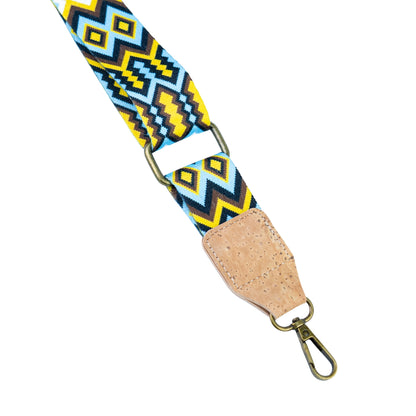 Cork Crossbody Bag with Patterned Flap and Wide Strap BAGP-398