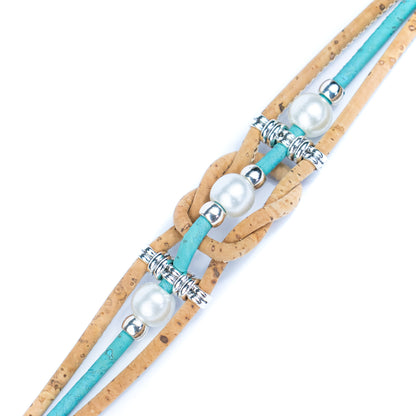 Colorful cork vegan handmade jewelry BR-477-MIX-5