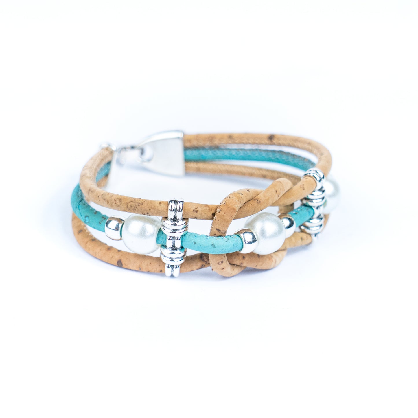 Colorful cork vegan handmade jewelry BR-477-MIX-5