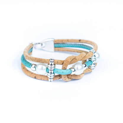 Colorful cork vegan handmade jewelry BR-477-MIX-5