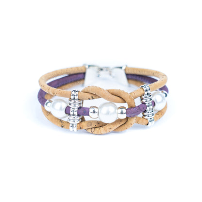 Colorful cork vegan handmade jewelry BR-477-MIX-5