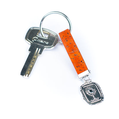 Handmade Cork Keychains with Sunflower Pendant  I-069-MIX-10