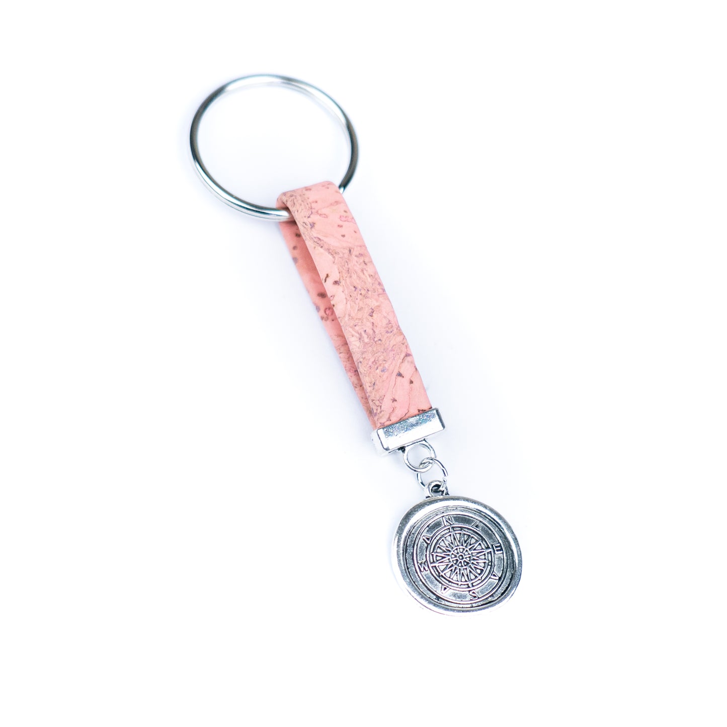 Handmade Cork Keychains with  Compass Medallion Pendant  I-115-MIX-10