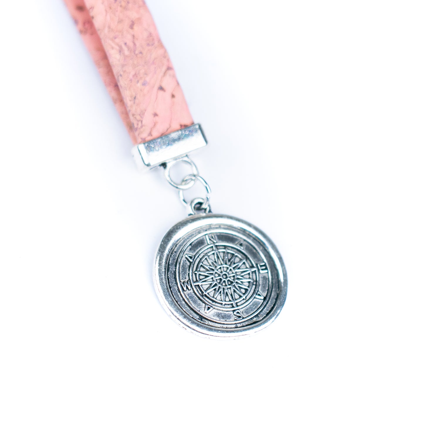 Handmade Cork Keychains with  Compass Medallion Pendant  I-115-MIX-10