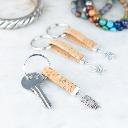 Portuguese Handmade Cork Keychain Set (10 Mixed Designs)I-100-MIX-10