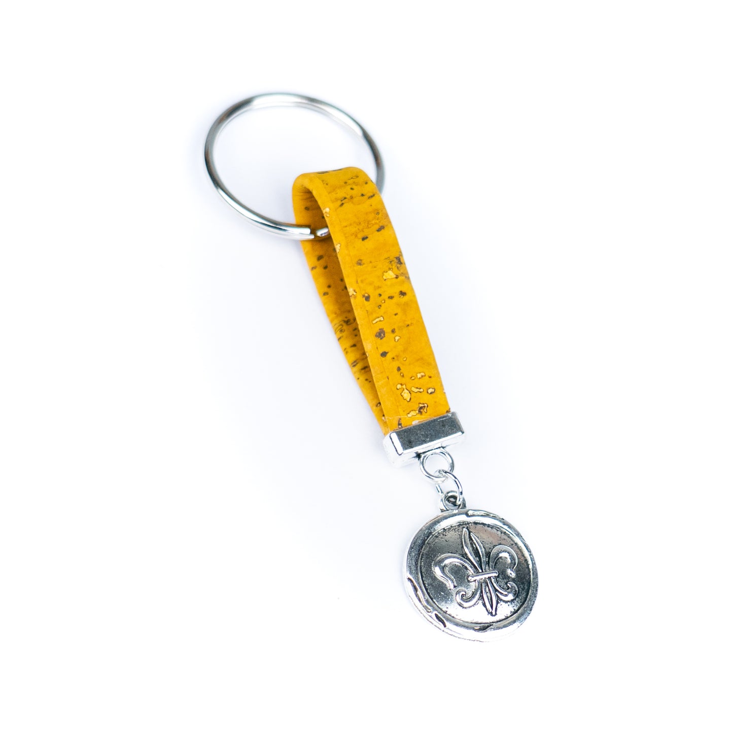 Handmade Cork Keychains with Fleur-de-lis Medallion Pendant  I-079-MIX-10