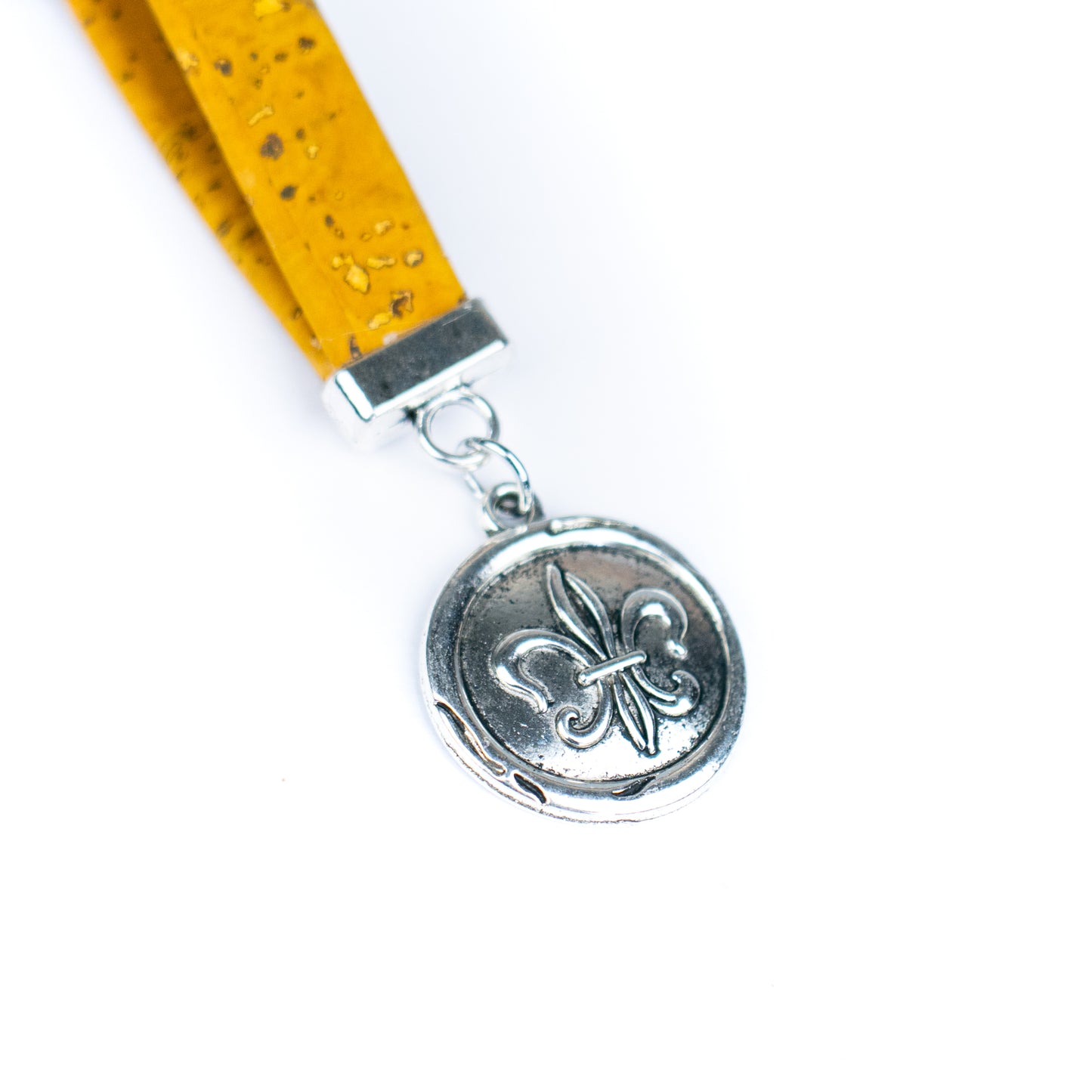 Handmade Cork Keychains with Fleur-de-lis Medallion Pendant  I-079-MIX-10