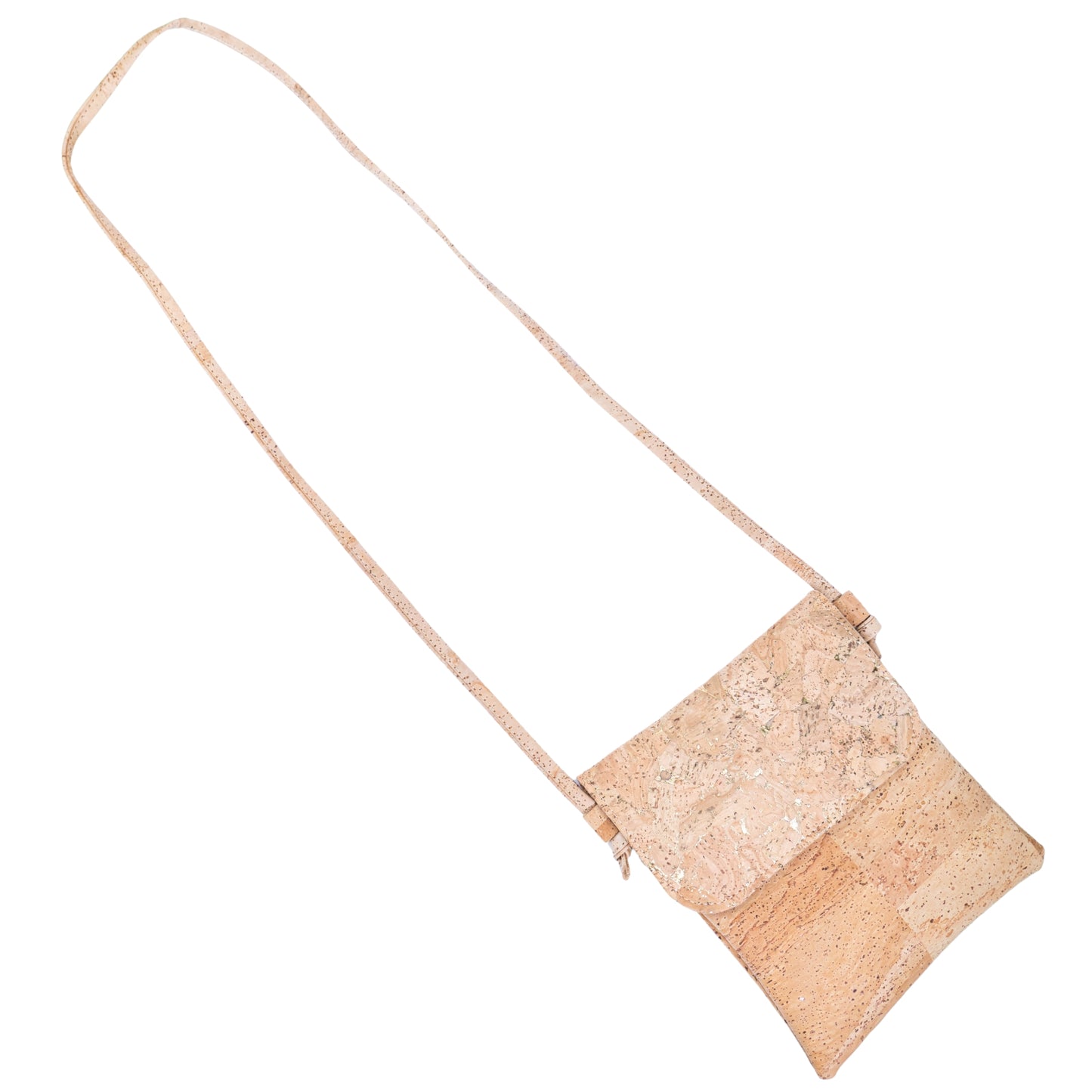 Eco-Friendly Cork Crossbody Bag with Flap Closure - Vegan Leather Shoulder Bag BAGP-344