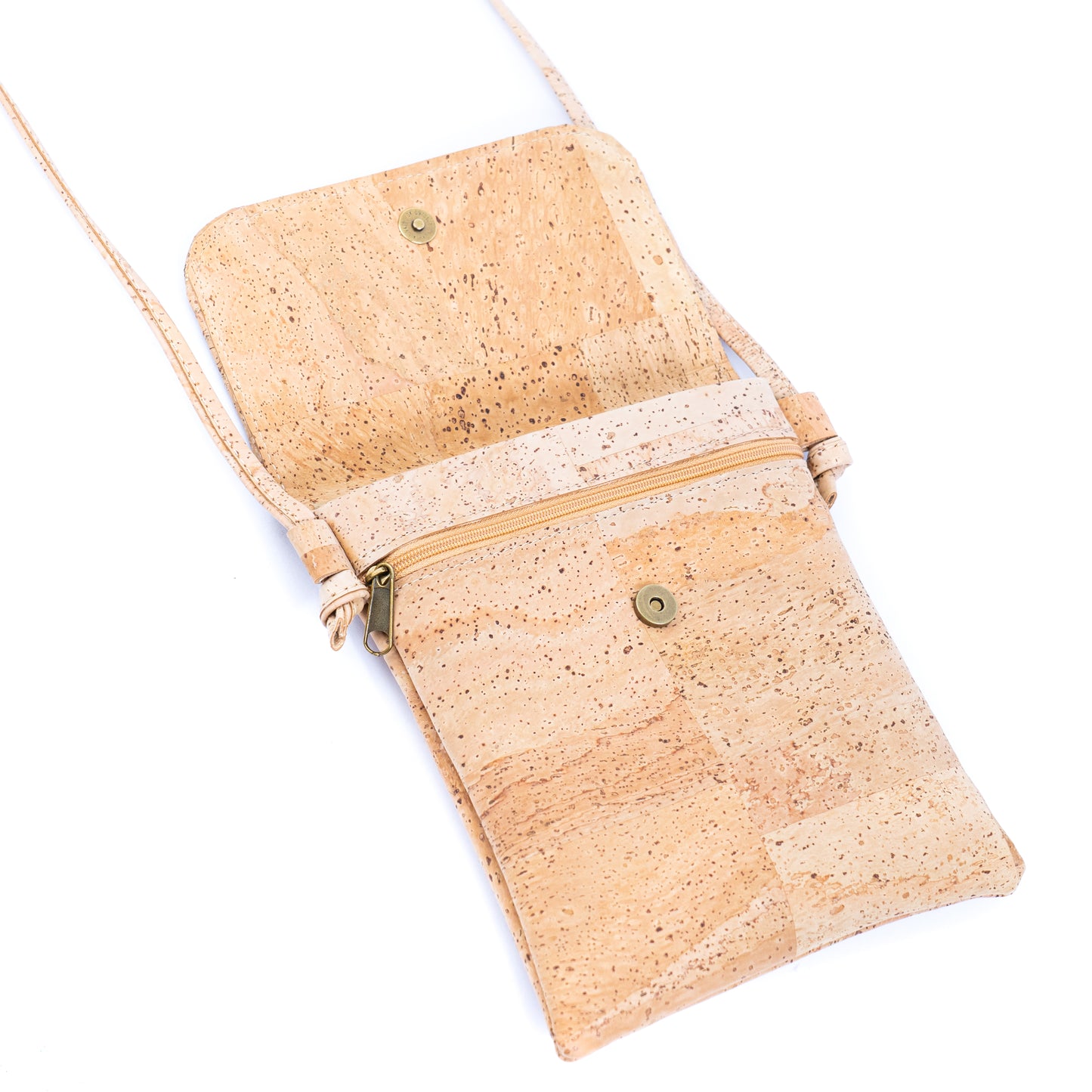 Eco-Friendly Cork Crossbody Bag with Flap Closure - Vegan Leather Shoulder Bag BAGP-344