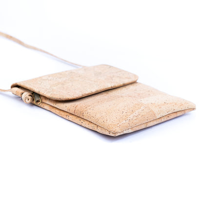 Eco-Friendly Cork Crossbody Bag with Flap Closure - Vegan Leather Shoulder Bag BAGP-344