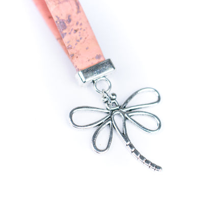 Handmade Cork Keychains with dragonfly，cork keychain  I-117-MIX-10