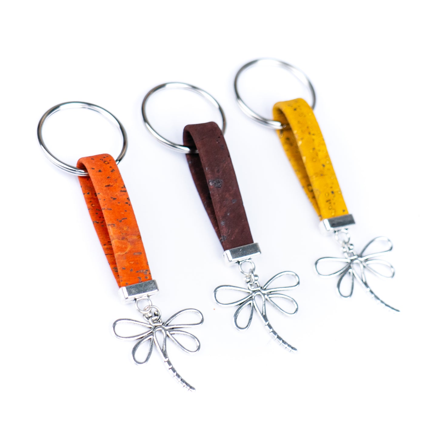 Handmade Cork Keychains with dragonfly，cork keychain  I-117-MIX-10