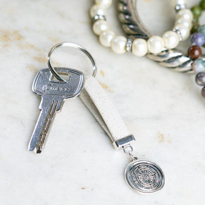 Handmade Cork Keychains with  Compass Medallion Pendant  I-115-MIX-10