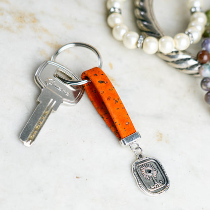 Handmade Cork Keychains with Sunflower Pendant  I-069-MIX-10