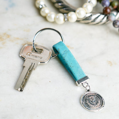 Handmade Cork Keychains with  Peace &amp; Love Seal Pendant  I-116-MIX-10