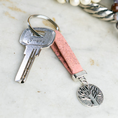 Handmade Cork Keychains with Tree Pendant  I-062-MIX-10