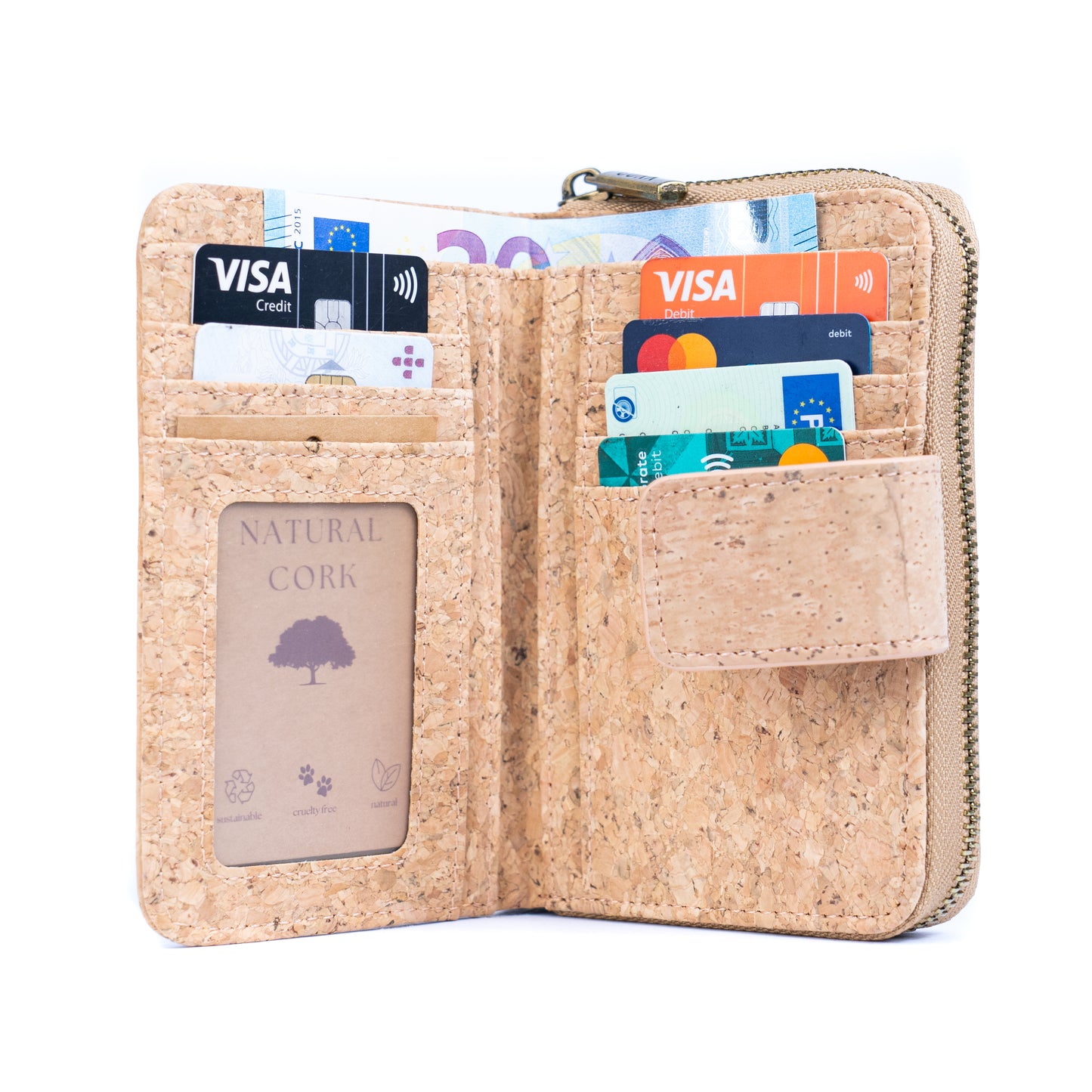 Natural Cork Zip-Around Wallet for Women BAG-2202