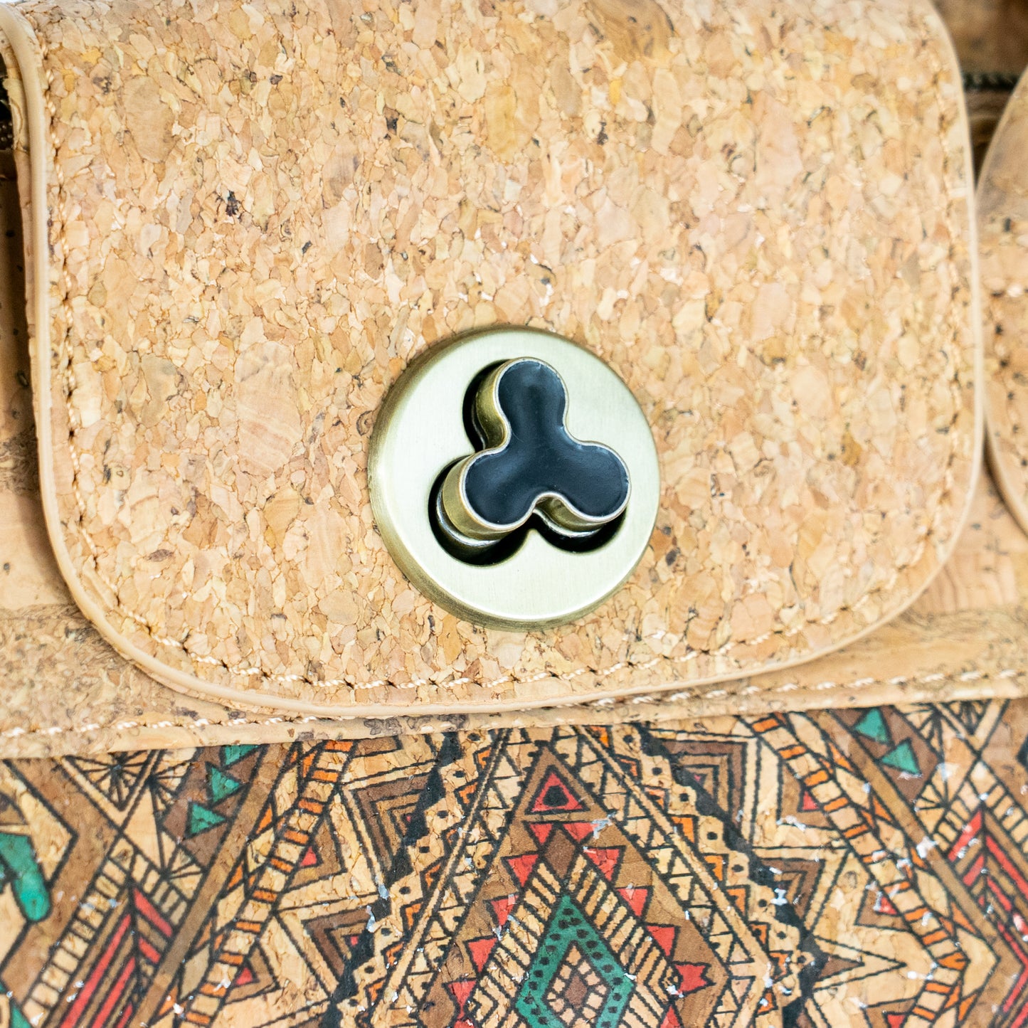 Cork Handbag –  Tile and Floral Pattern BAGD-611