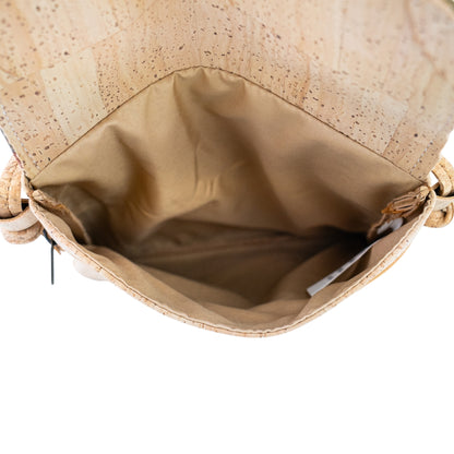 Printed Cork Crossbody Bag with Flap and Zip Closure BAGP-392