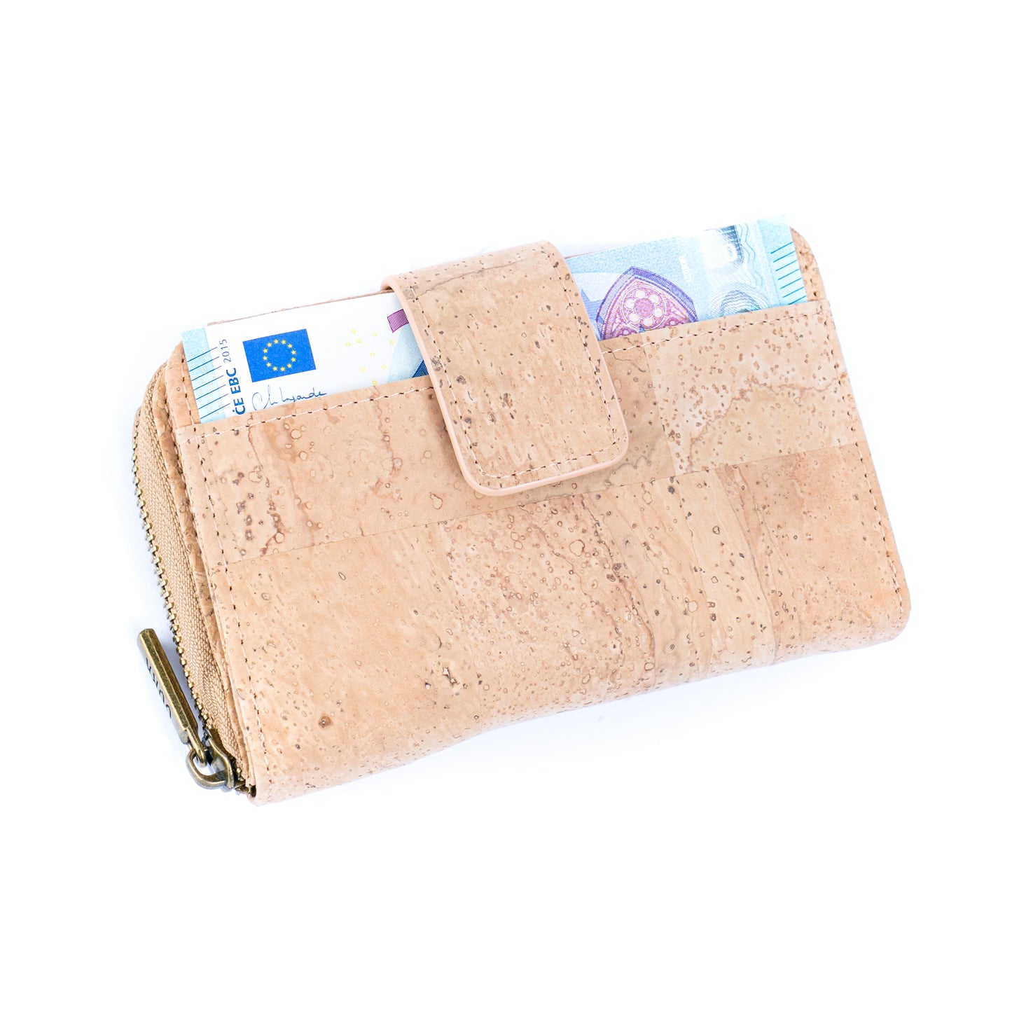 Natural Cork Zip-Around Wallet for Women BAG-2202