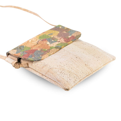 Printed Cork Crossbody Bag with Flap and Zip Closure BAGP-392