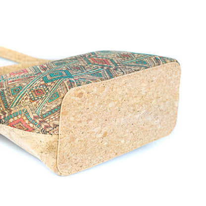 Cork Handbag –  Tile and Floral Pattern BAGD-611