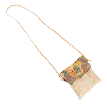Printed Cork Crossbody Bag with Flap and Zip Closure BAGP-392
