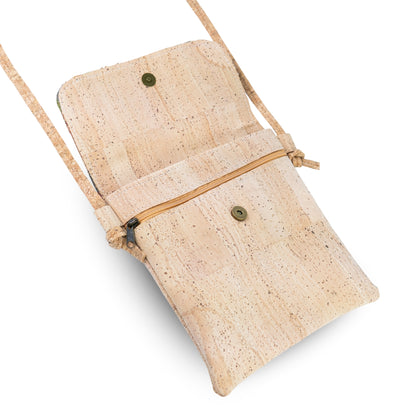 Printed Cork Crossbody Bag with Flap and Zip Closure BAGP-392